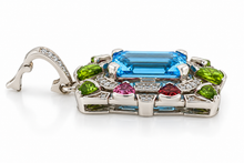 Load image into Gallery viewer, Sterling Silver Blue Topaz, Peridot, Tourmaline &amp; Cubic Zirconia Enhancer. HIM129
