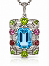 Load image into Gallery viewer, Sterling Silver Blue Topaz, Peridot, Tourmaline &amp; Cubic Zirconia Enhancer. HIM129
