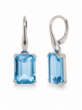 Load image into Gallery viewer, Sterling Silver Swiss Blue Topaz Earrings. HIM132
