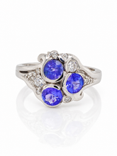 Load image into Gallery viewer, Sterling Silver Tanzanite &amp; Cubic Zirconia Ring. HIM148
