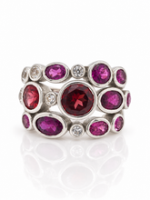 Load image into Gallery viewer, Sterling Silver Garnet, Rhodolite Garnet &amp; Cubic Zirconia Ring. HIM137
