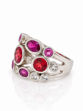 Load image into Gallery viewer, Sterling Silver Garnet, Rhodolite Garnet &amp; Cubic Zirconia Ring. HIM137
