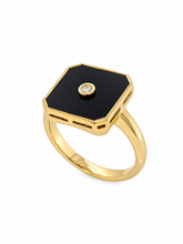 Load image into Gallery viewer, 9ct Yellow Gold Onyx and Diamond Ring. MMC864
