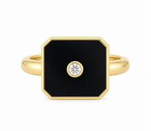 Load image into Gallery viewer, 9ct Yellow Gold Onyx and Diamond Ring. MMC864
