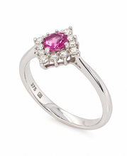 Load image into Gallery viewer, 9ct White Gold Pink Tourmaline and Diamond Ring. MMC976

