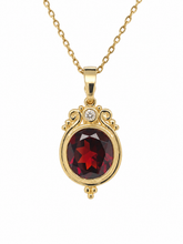 Load image into Gallery viewer, 9ct Yellow Gold Garnet and Diamond Enhancer Pendant. P944

