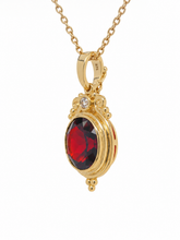 Load image into Gallery viewer, 9ct Yellow Gold Garnet and Diamond Enhancer Pendant. P944
