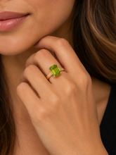 Load image into Gallery viewer, 9ct Yellow Gold Emerald-cut Peridot Ring. GA-563
