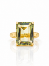 Load image into Gallery viewer, 9ct Yellow Gold Emerald-Cut Prasiolite Ring. GA-551
