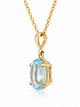 Load image into Gallery viewer, 9ct Yellow Gold Aquamarine Oval Gemstone Pendant. GA-558
