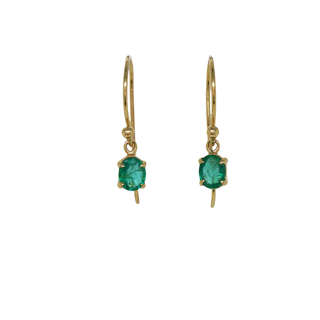 9ct Yellow Gold Emerald Earrings. GA-471