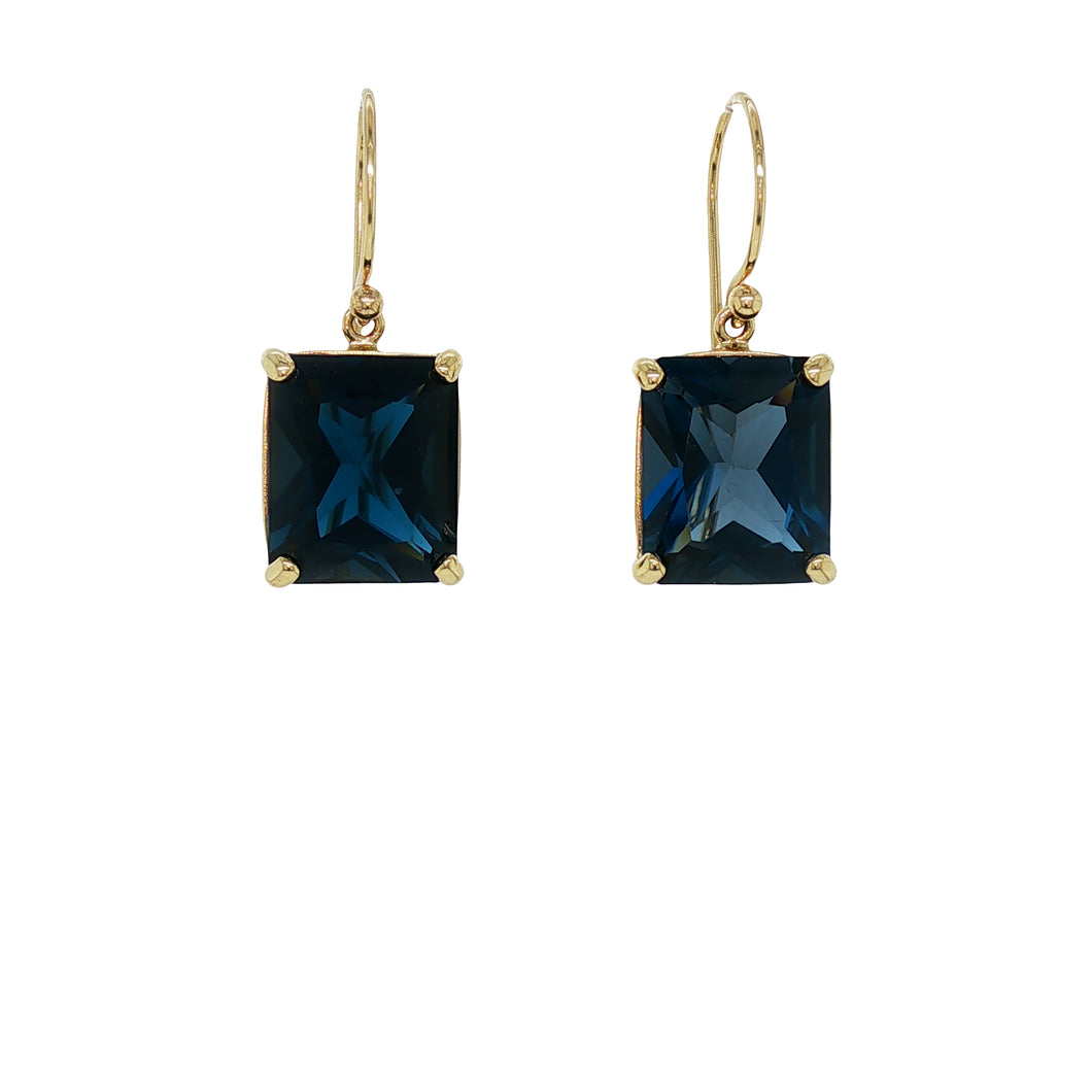 9ct Yellow Gold London Blue Topaz Earrings. GA-473