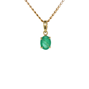 9ct Yellow Gold Zambian Emerald Pendant. GA-476