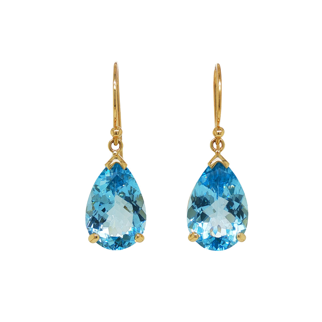 9ct Yellow Gold Blue Topaz Earrings. GA-487