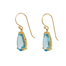 Load image into Gallery viewer, 9ct Yellow Gold Blue Topaz Earrings. GA-487
