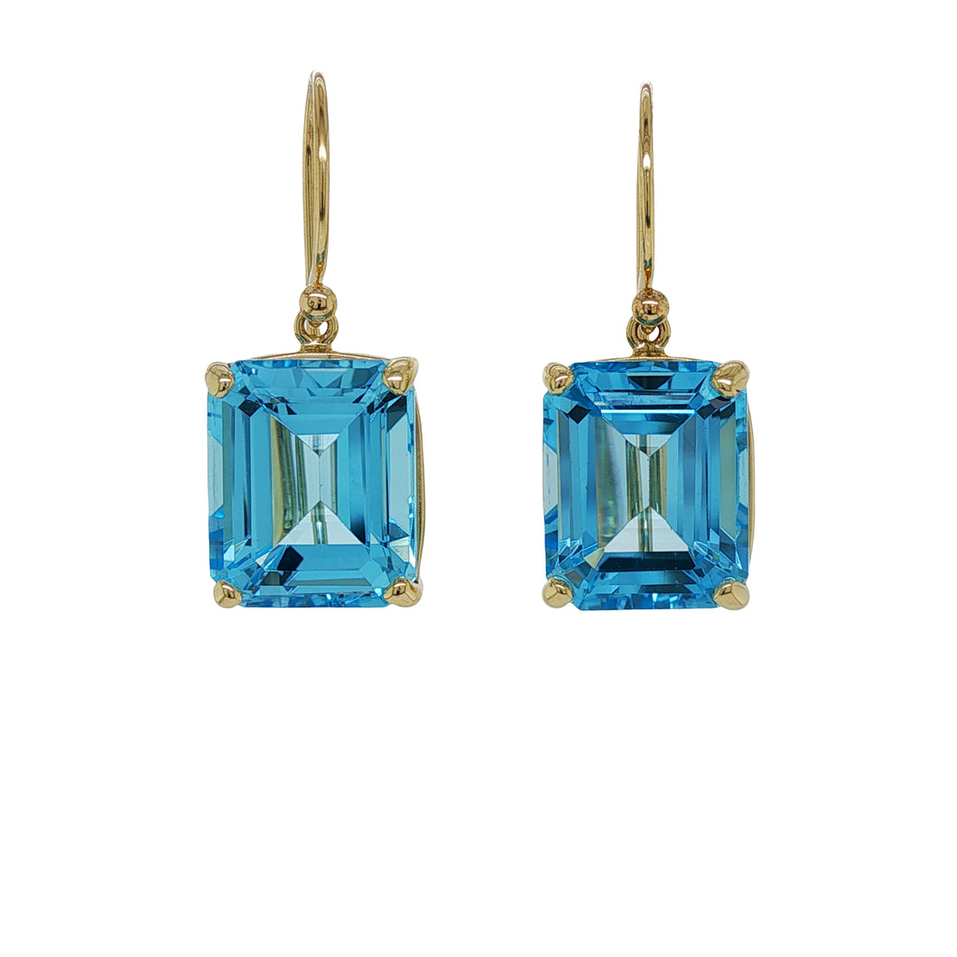 9ct Yellow Gold Blue Topaz Earrings. GA-495
