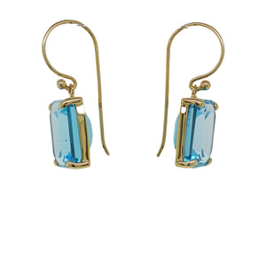 9ct Yellow Gold Blue Topaz Earrings. GA-495