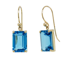 Load image into Gallery viewer, 9ct Yellow Gold Swiss Blue Topaz Earrings. GA-508
