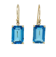 Load image into Gallery viewer, 9ct Yellow Gold Swiss Blue Topaz Earrings. GA-508
