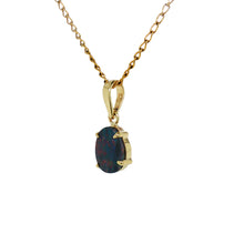 Load image into Gallery viewer, 9ct Yellow Gold Lightning Ridge Black Opal Pendant. GA-517
