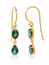 Load image into Gallery viewer, 9ct Yellow Gold Australian Sapphire Double Drop Earrings. GA-540
