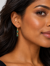Load image into Gallery viewer, 9ct Yellow Gold Australian Sapphire Double Drop Earrings. GA-540
