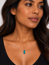 Load image into Gallery viewer, 9ct Yellow Gold Lightning Ridge Solid Black Opal Pendant. GA-546

