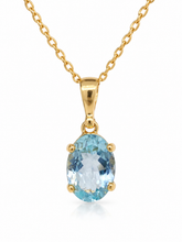 Load image into Gallery viewer, 9ct Yellow Gold Aquamarine Oval Gemstone Pendant. GA-558
