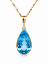 Load image into Gallery viewer, 9ct Yellow Gold Swiss Blue Topaz Teardrop Pendant. GA-560
