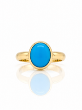 Load image into Gallery viewer, 9ct Yellow Gold Siani Turquoise Oval Ring. GA-552
