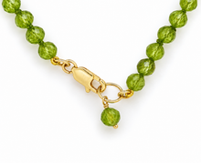 Load image into Gallery viewer, 9ct Yellow Gold Peridot, Aquamarine and Rhodolite Garnet Trio Necklace. JGPN1
