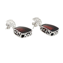 Load image into Gallery viewer, Sterling Silver Baltic Amber Stud Earrings. HEN100
