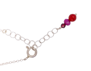 Sterling Silver Ruby Garnet and Carnelian Wattle Necklace. J262RGC