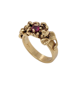 9ct Yellow Gold Pink Tourmaline Blossom Ring. JGB1