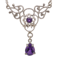 Load image into Gallery viewer, Sterling Silver Amethyst Silver Lace Necklace. J245AM
