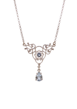 Load image into Gallery viewer, Sterling Silver Aqua Marine Silver Lace Necklace. J245AQ
