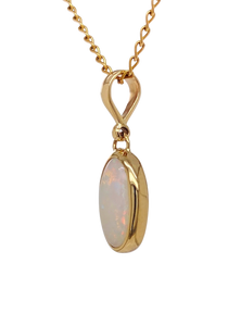 9ct Yellow Gold Solid White Opal Pendant. GA-390