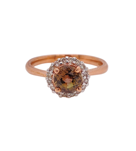 9ct Rose Gold Tourmaline and Diamond Ring. CYR6273