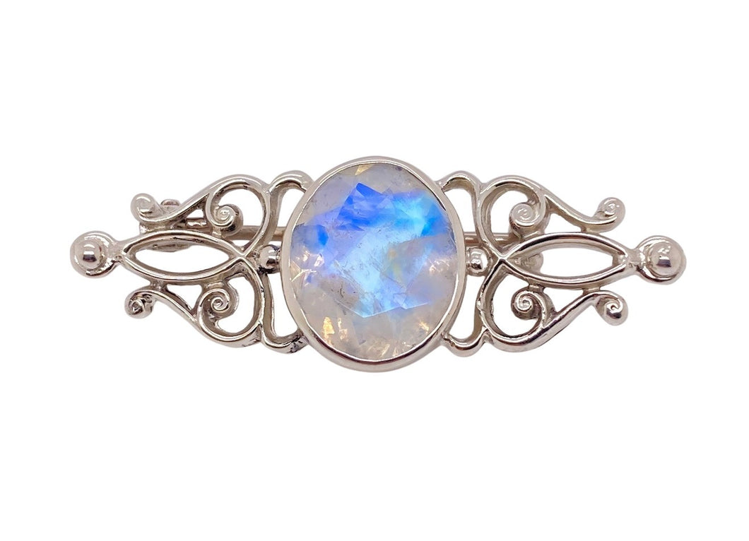 Sterling Silver Moonstone Lace Brooch. J347SM