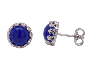 Sterling Silver Lapis Lazuli Stud Earrings. YS6