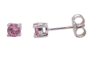 Sterling Silver Pink Tourmaline Stud Earrings. YS8