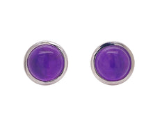 Load image into Gallery viewer, Sterling Silver Amethyst Stud Earrings. YS1
