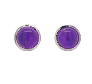 Sterling Silver Amethyst Stud Earrings. YS1