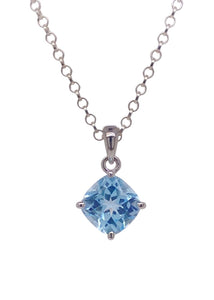 Sterling Silver Blue Topaz Pendant. YS16