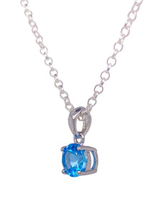 Sterling Silver Blue Topaz Pendant. YS17