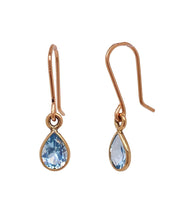 Load image into Gallery viewer, 9ct Rose Gold Blue Topaz Little Drop Earrings. JLD1
