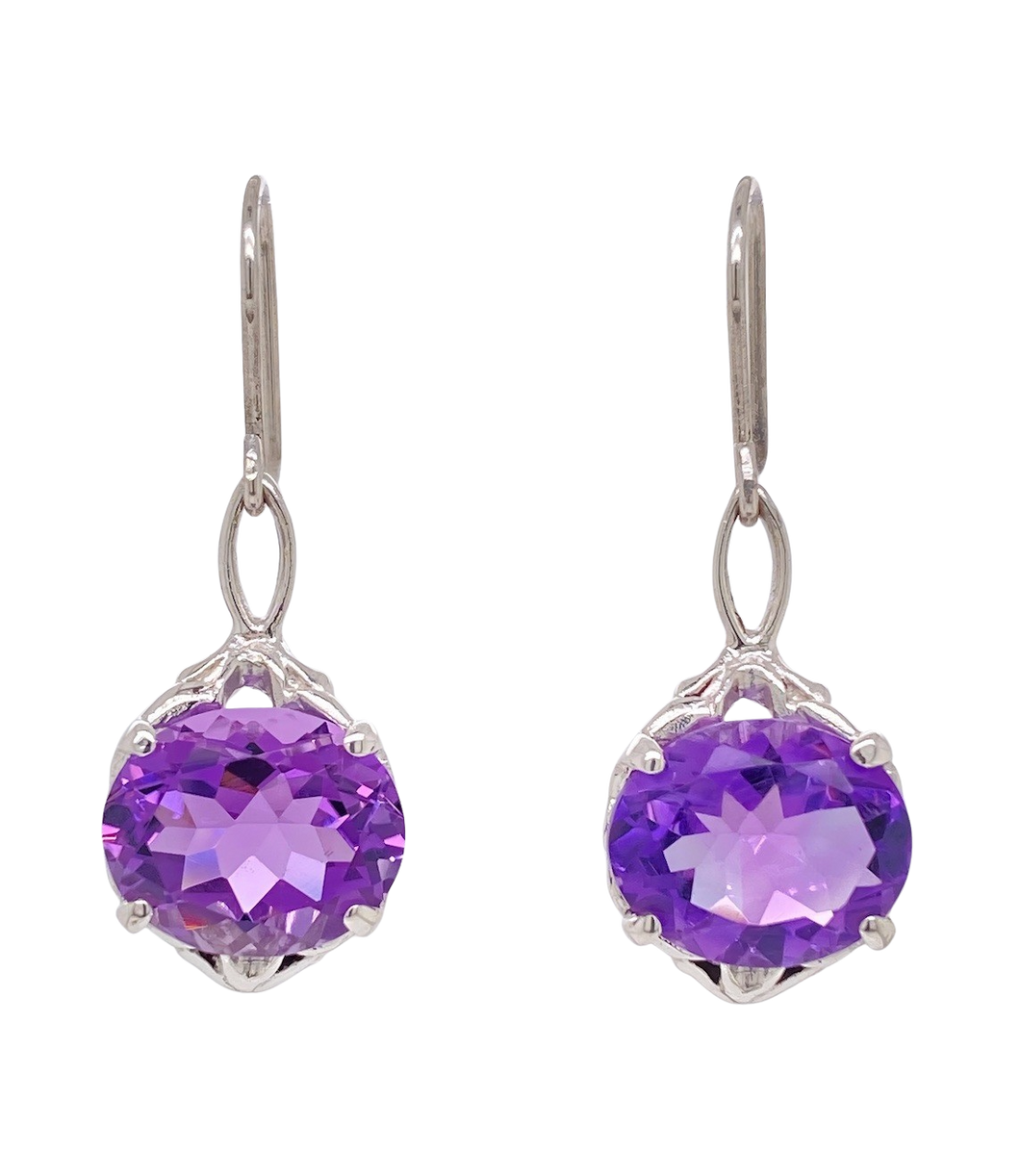 Sterling Silver Amethyst Romance Earrings. J434SA