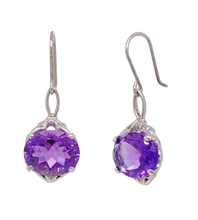 Load image into Gallery viewer, Sterling Silver Amethyst Romance Earrings. J434SA
