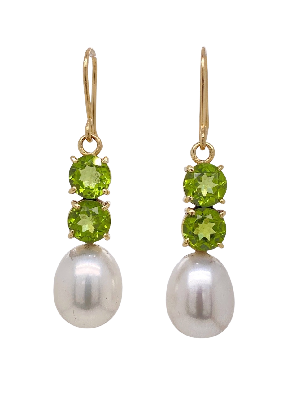 9ct Yellow Gold Peridot and Freshwater Pearl Mimi Earrings. J497PP