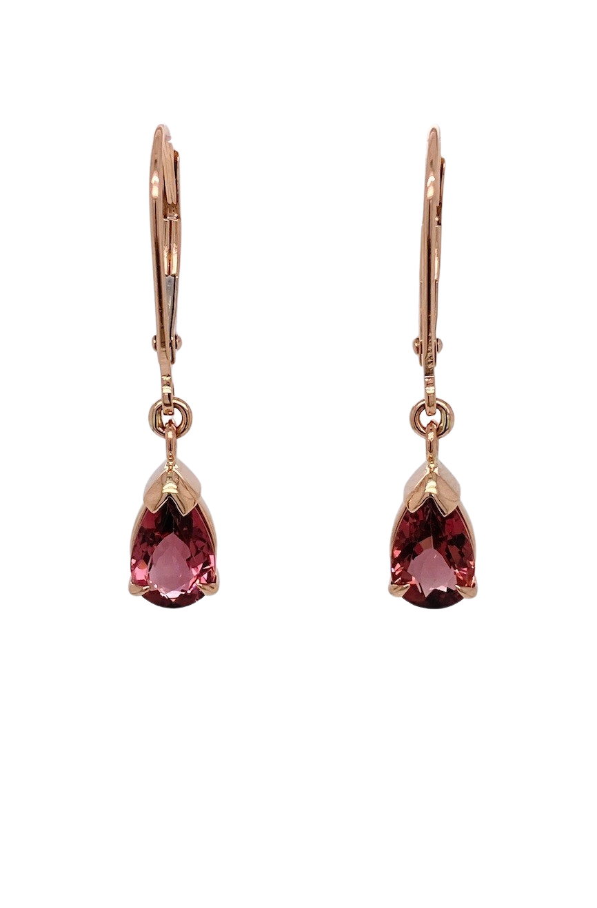 9ct Rose Gold Pink Tourmaline Earrings. GA-423